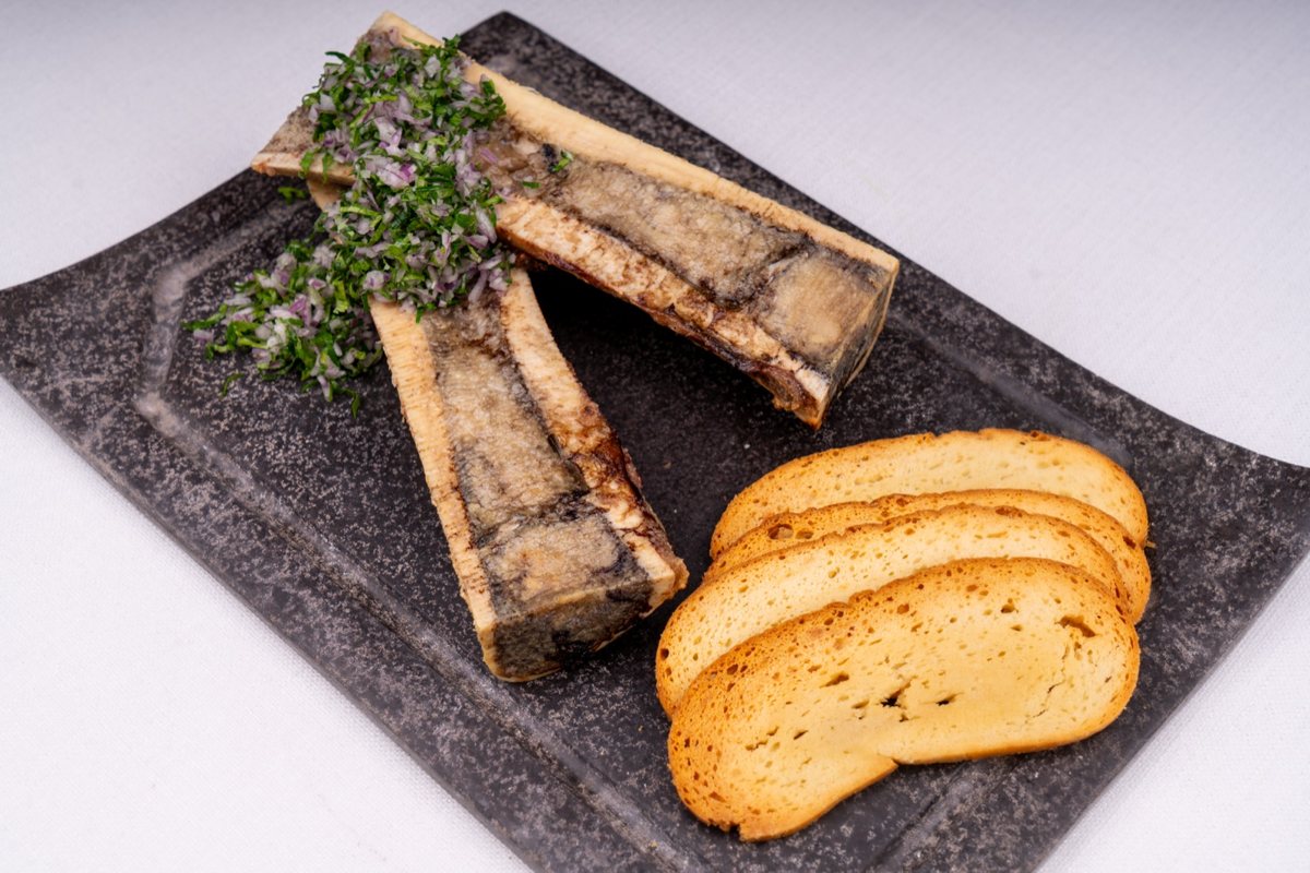 Nuz Restaurant - roasted beef bone marrow served with onion piyaz